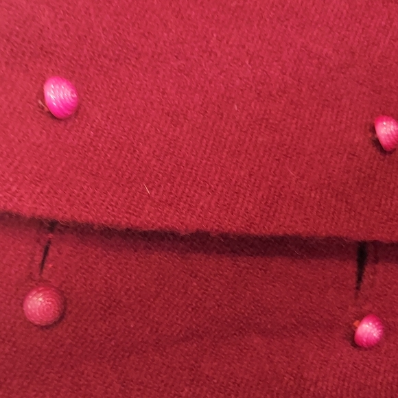Vintage 1960s Maroon Red Knee Length Wool Coat Size Large - Picture 12 of 16
